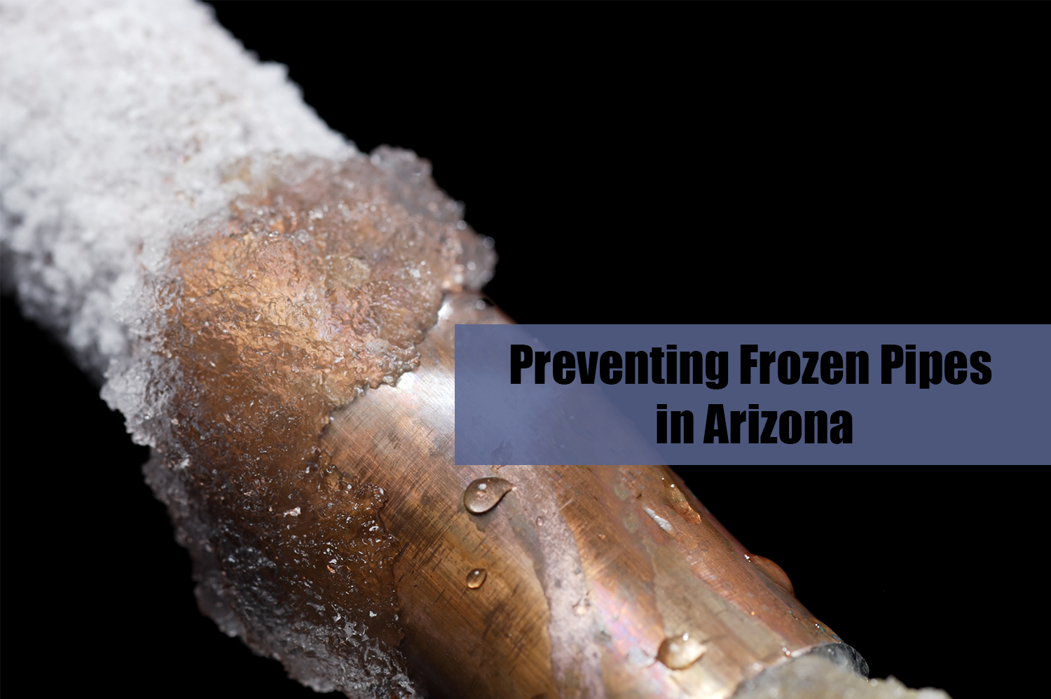 A frozen pipe on a black background. City Plumbing Services is here to help you with your frozen pipes.